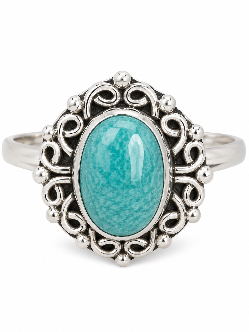 Handcrafter Silver Sterling Ring with Amazonite Oval Stone
